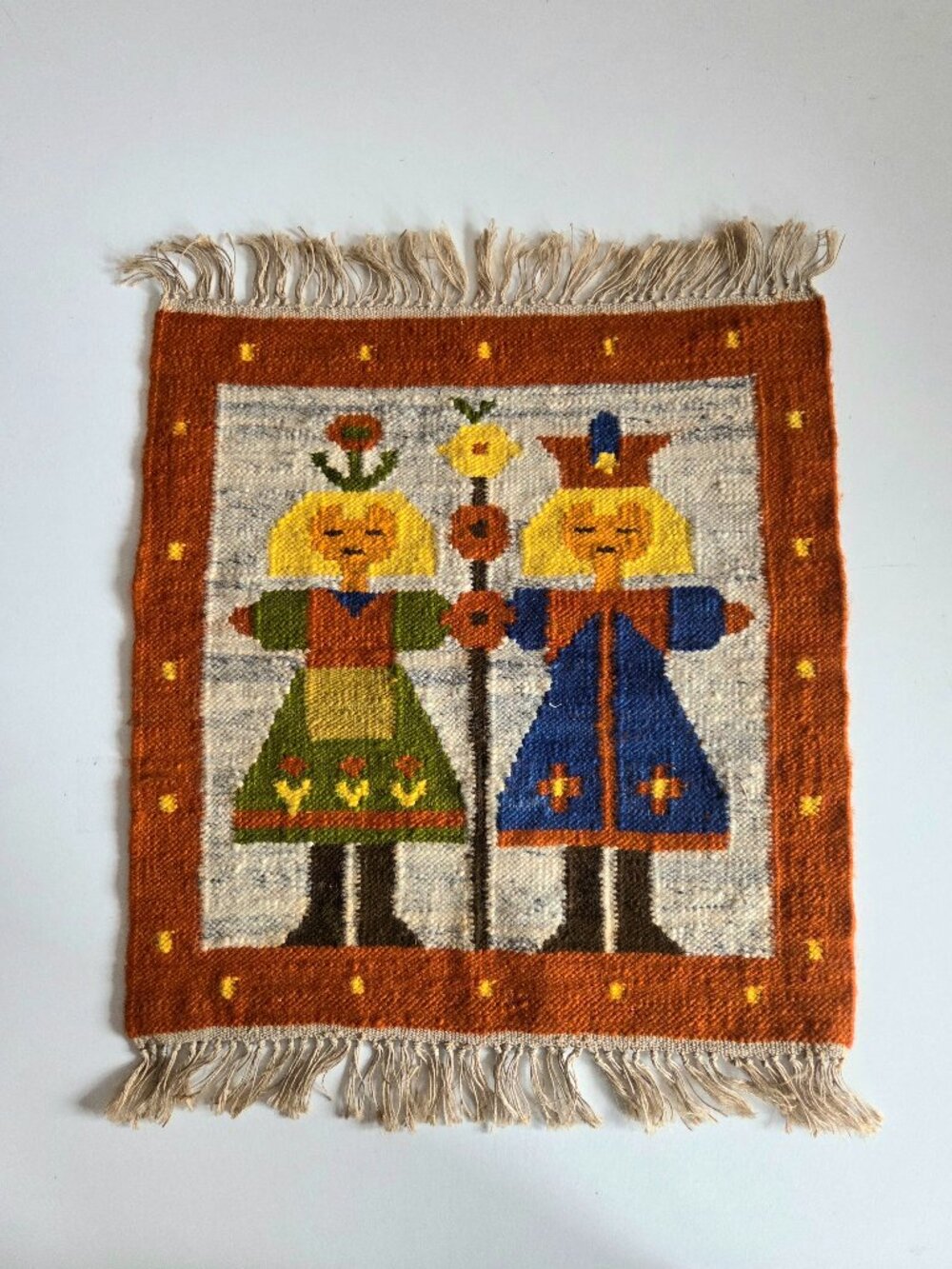 Vintage 1970s 1980s Wool Tapestry Kilim by Maria Domanska Poland Vibrant Colors.